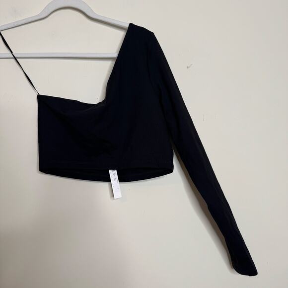 Susana Monaco One Shoulder Crop Top - Black NWT Size Large - Picture 4 of 7